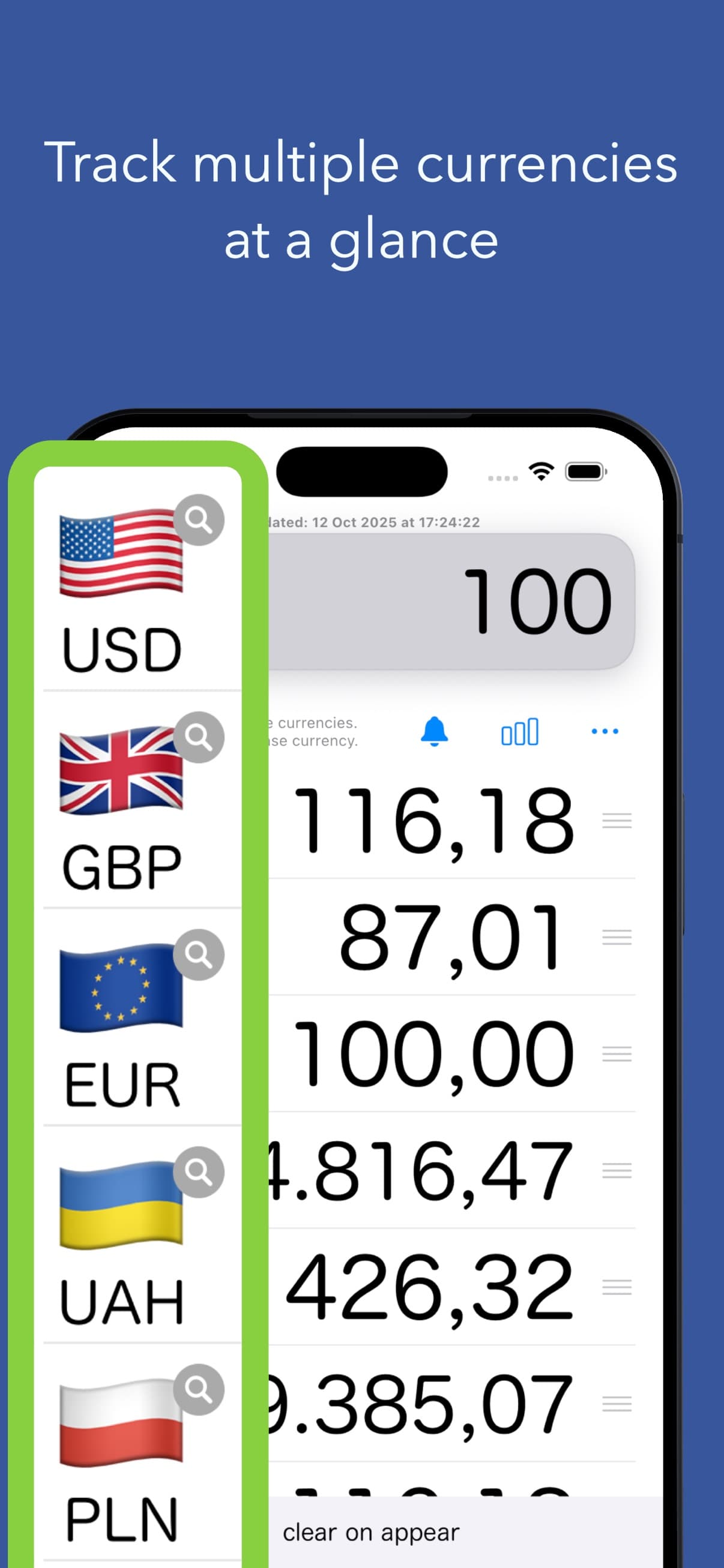 Follow multiple currencies