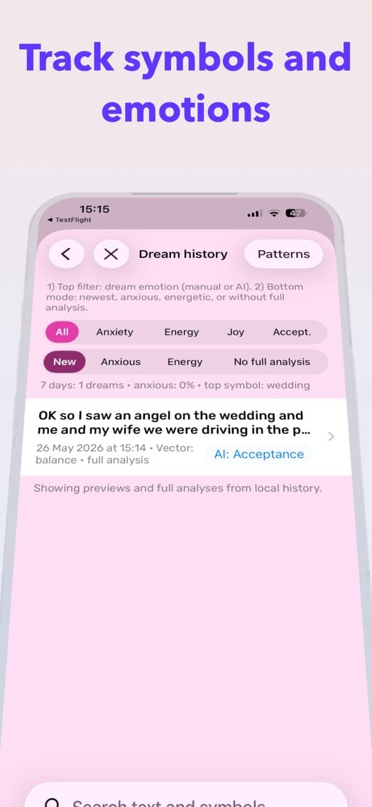 Explore dream symbols and emotions